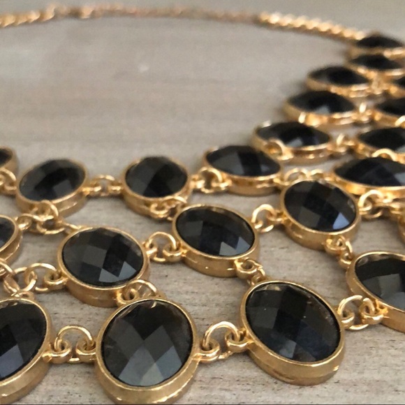 Sleek Black Gemstone Necklace - Gently Worn! - Picture 2 of 4